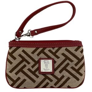 Tiganello Red/Brown Canvas Wristlet New Without Tags